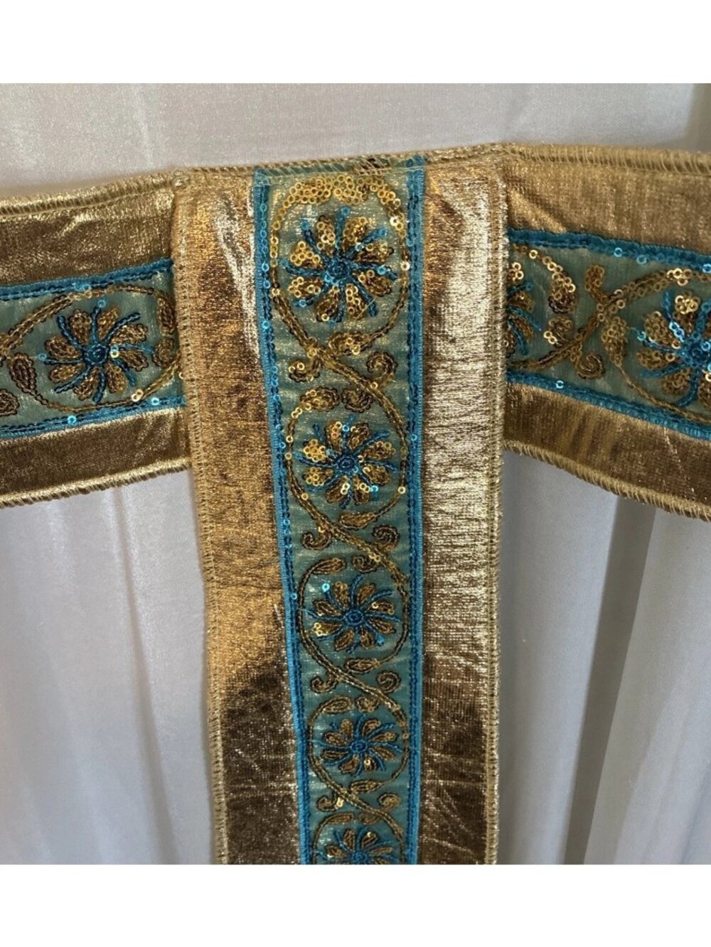 Costumes USA White Gold Egyptian Goddess Dress Adult LG Halloween Costume  Trim